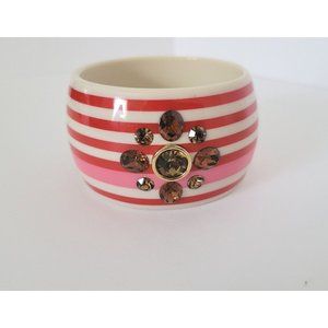 Juicy Couture Lucite Bangle Bracelet Red, White Stripes/1 pink, Crystal Collage